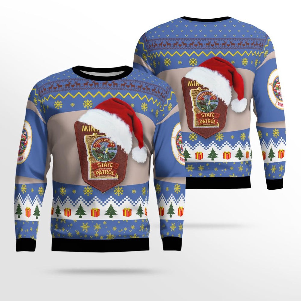 Minnesota State Patrol Christmas AOP Ugly Christmas Sweaters Christmas Unisex Sweaters Gift For Christmas