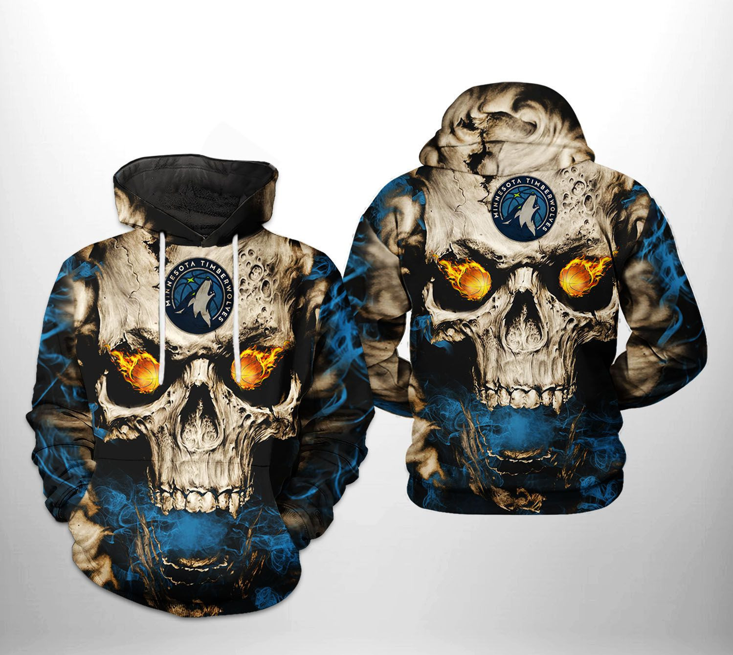 Minnesota Timberwolves NBA Skull 3D All Over Print Hoodie, Zip Hoodie