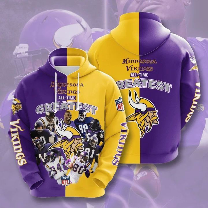 Minnesota Vikings All Time 3D All Over Print Hoodie, Zip Hoodie