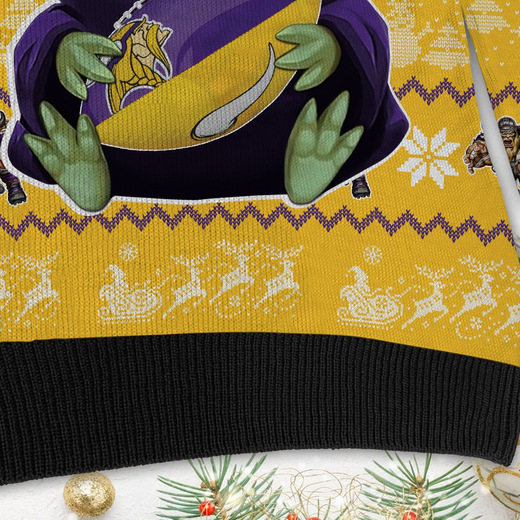 Minnesota Vikings Baby Yoda Ugly Christmas Sweater Adult 3D Funny Matching for family - Image 4