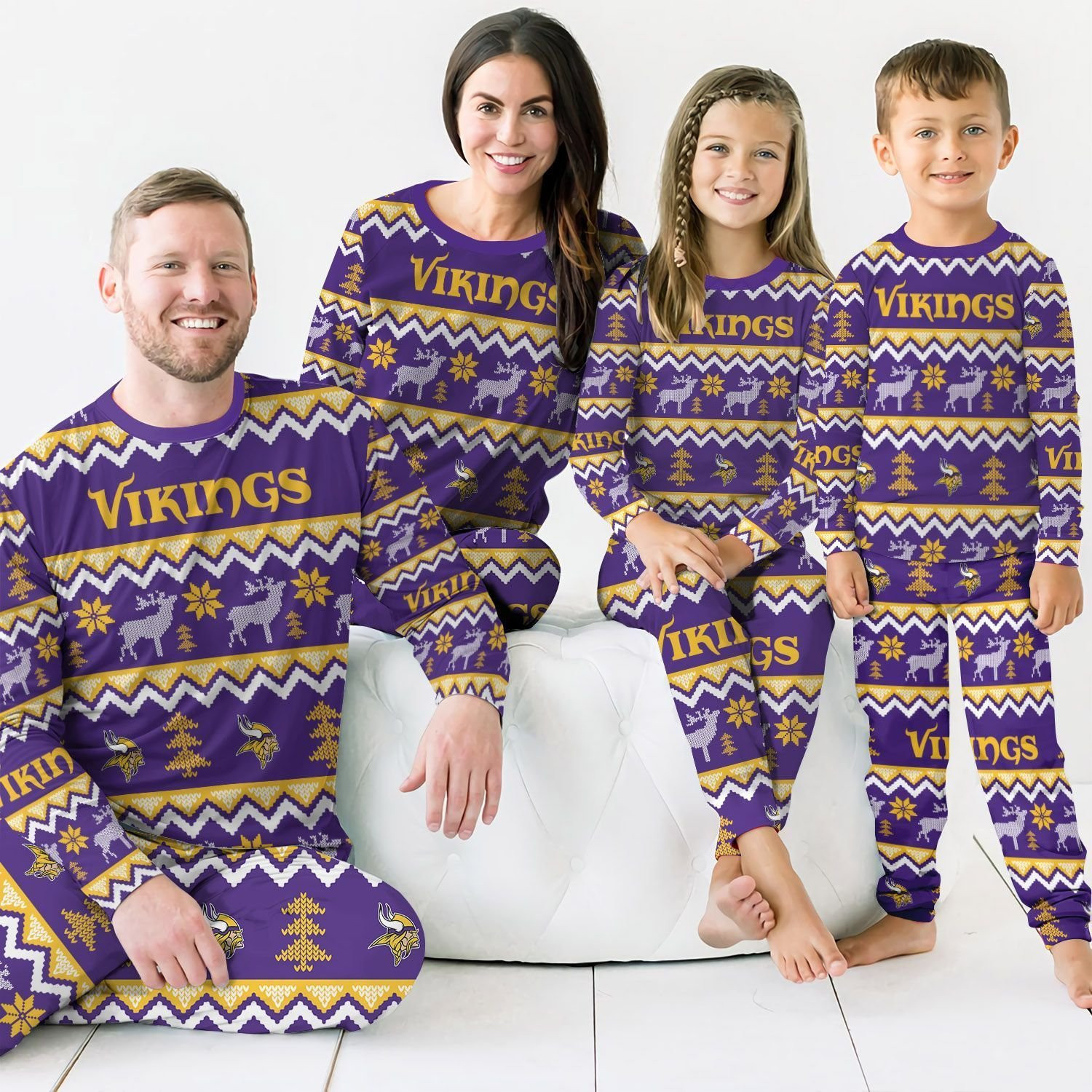 Minnesota Vikings Best Holiday Matching Family Christmas Pajamas Ugly Christmas Sweater Adult 3D Funny Matching for family
