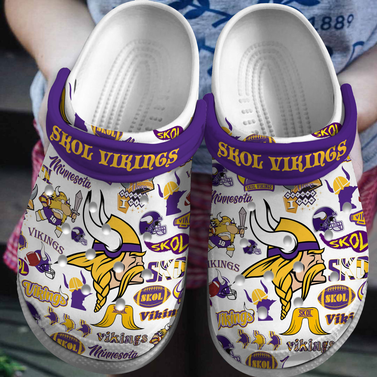 Minnesota Vikings Chant Skol NFL Sport Crocs Crocband Clogs Shoes Comfortable For Men Women and Kids