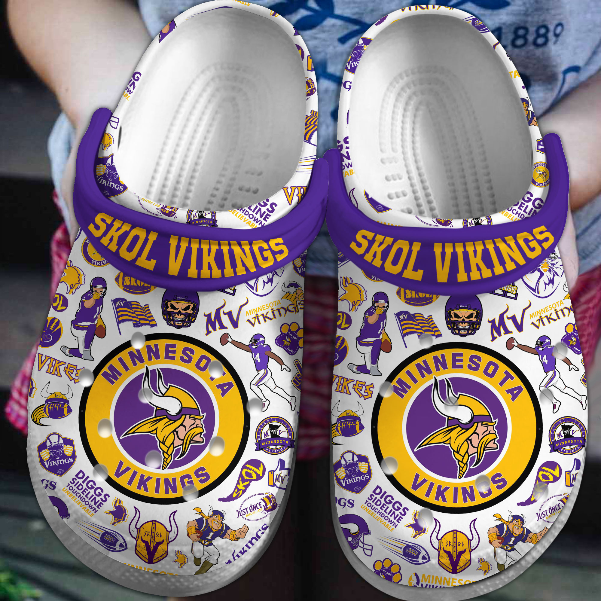 Minnesota Vikings Chant Skol NFL Sport Crocs Crocband Clogs Shoes Comfortable For Men Women and Kids