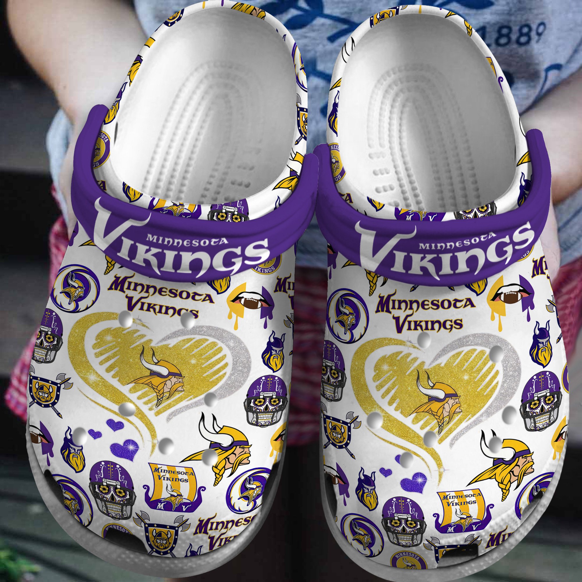 Minnesota Vikings Chant Skol NFL Sport Crocs Crocband Clogs Shoes Comfortable For Men Women and Kids
