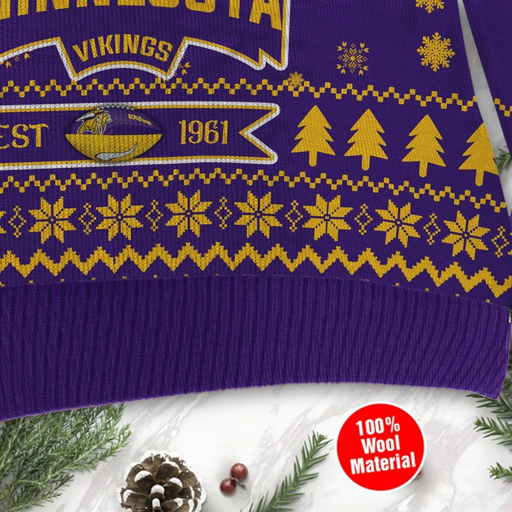 Minnesota Vikings Cute Baby Yoda Grogu Holiday Party Ugly Christmas Sweater Adult 3D Funny Matching for family - Image 4