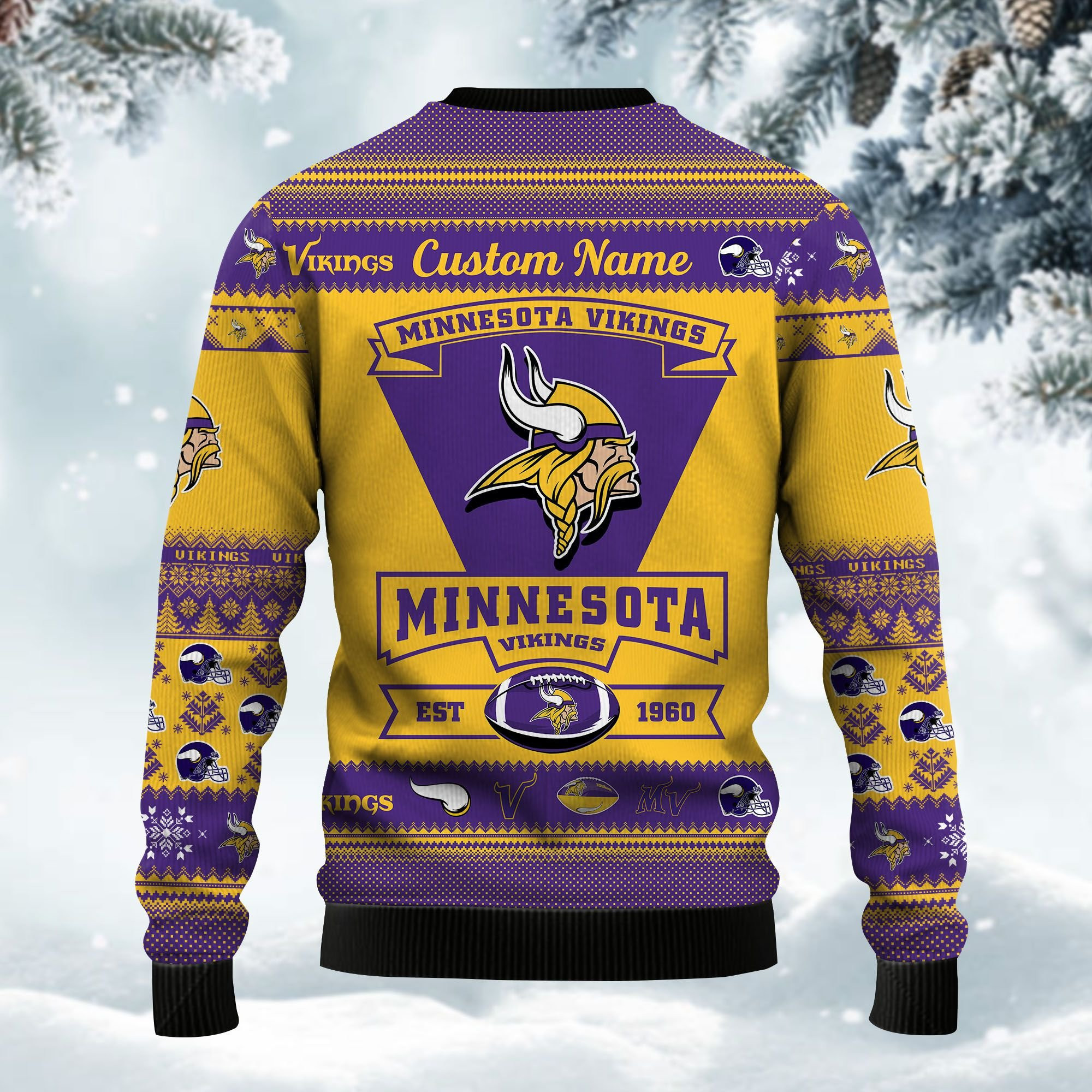 Minnesota Vikings Football Team Logo Custom Name Personalized Ugly Christmas Sweater Adult 3D Funny Matching for family - Image 4