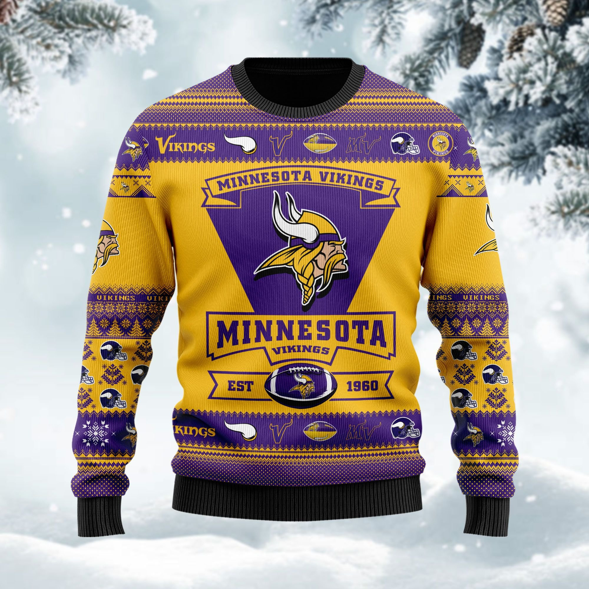 Minnesota Vikings Football Team Logo Custom Name Personalized Ugly Christmas Sweater Adult 3D Funny Matching for family - Image 3
