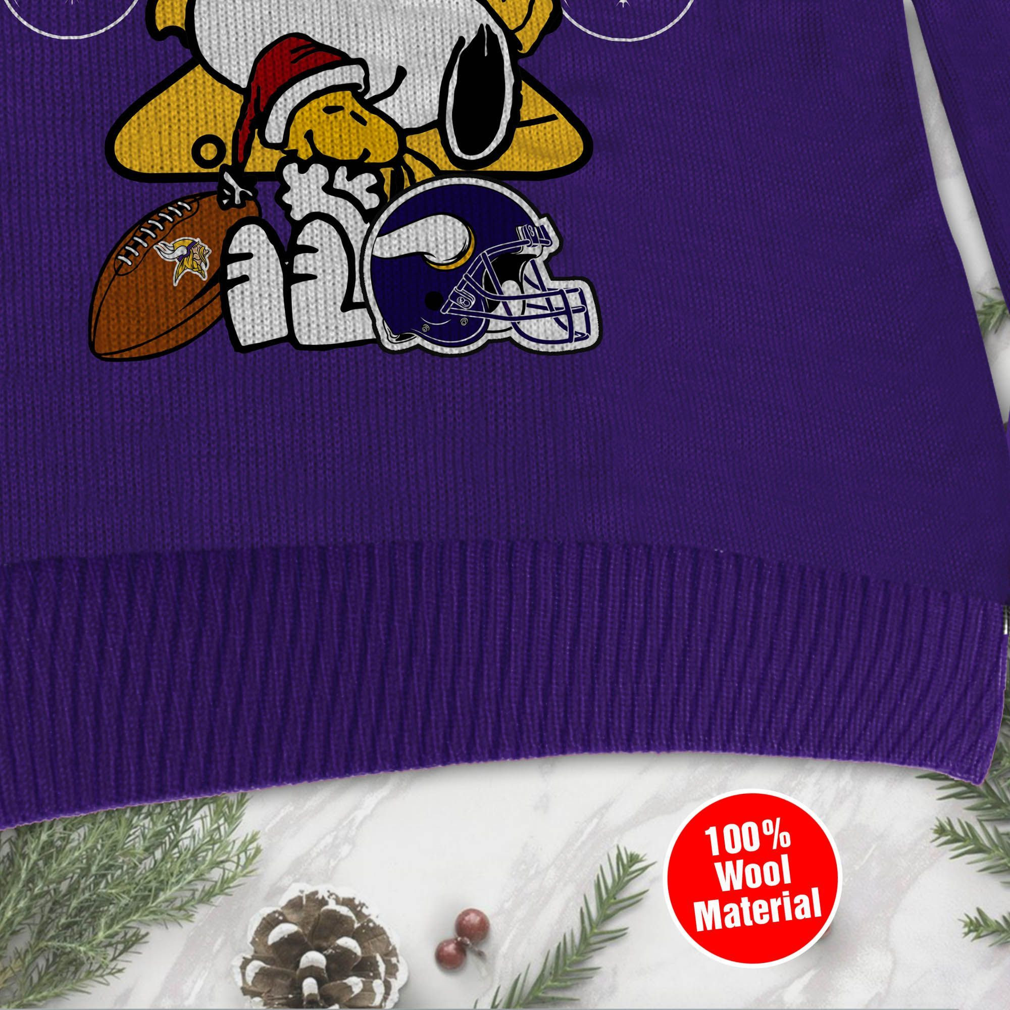 Minnesota Vikings Funny Charlie Brown Peanuts Snoopy Ugly Christmas Sweater Adult 3D Funny Matching for family - Image 4
