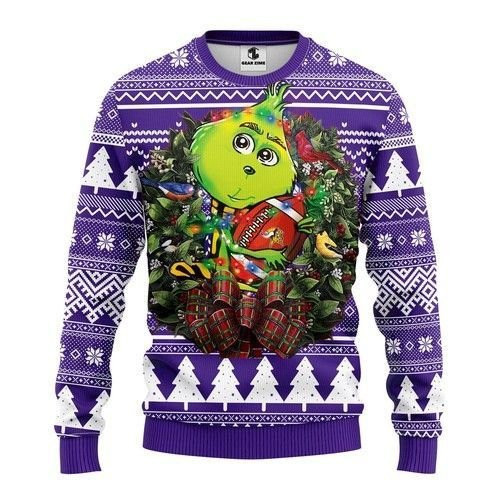 Minnesota Vikings Grinch Hug Ugly Christmas Sweater Adult 3D Funny Matching for family