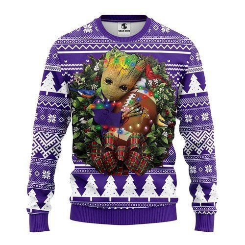 Minnesota Vikings Groot Hug For Unisex Ugly Christmas Sweater Adult 3D Funny Matching for family