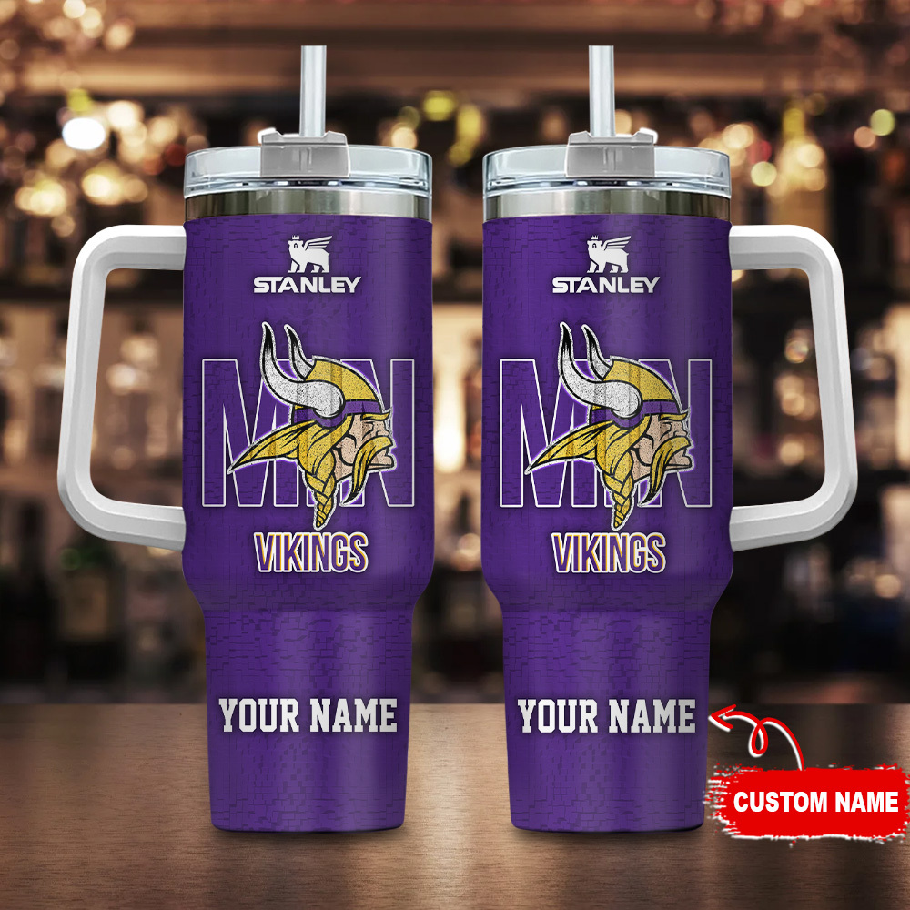 Minnesota Vikings NFL 3D Logo Custom Stanley Cup 40 oz 30 oz Tumbler With HandleTVC2301108