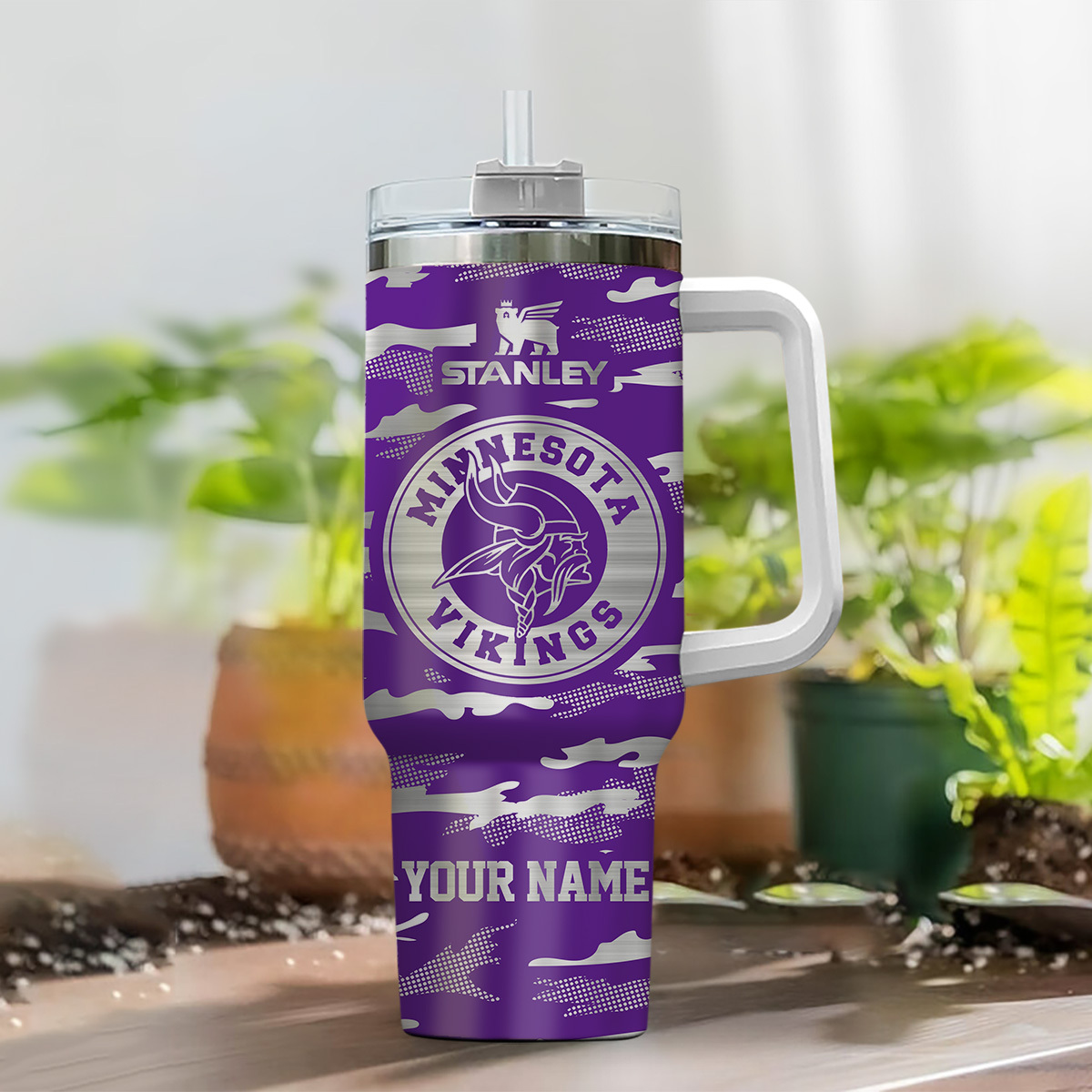 Minnesota Vikings NFL Camo Pattern Custom Stanley Cup 40 oz 30 oz Tumbler With HandleTVC230199 - Image 2