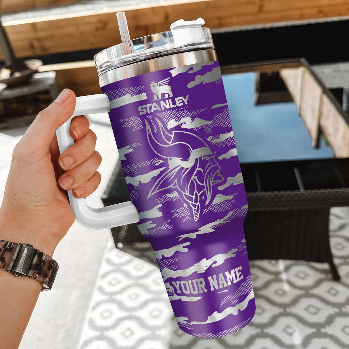 Minnesota Vikings NFL Camo Pattern Custom Stanley Cup 40 oz 30 oz Tumbler With HandleTVC230199 - Image 3