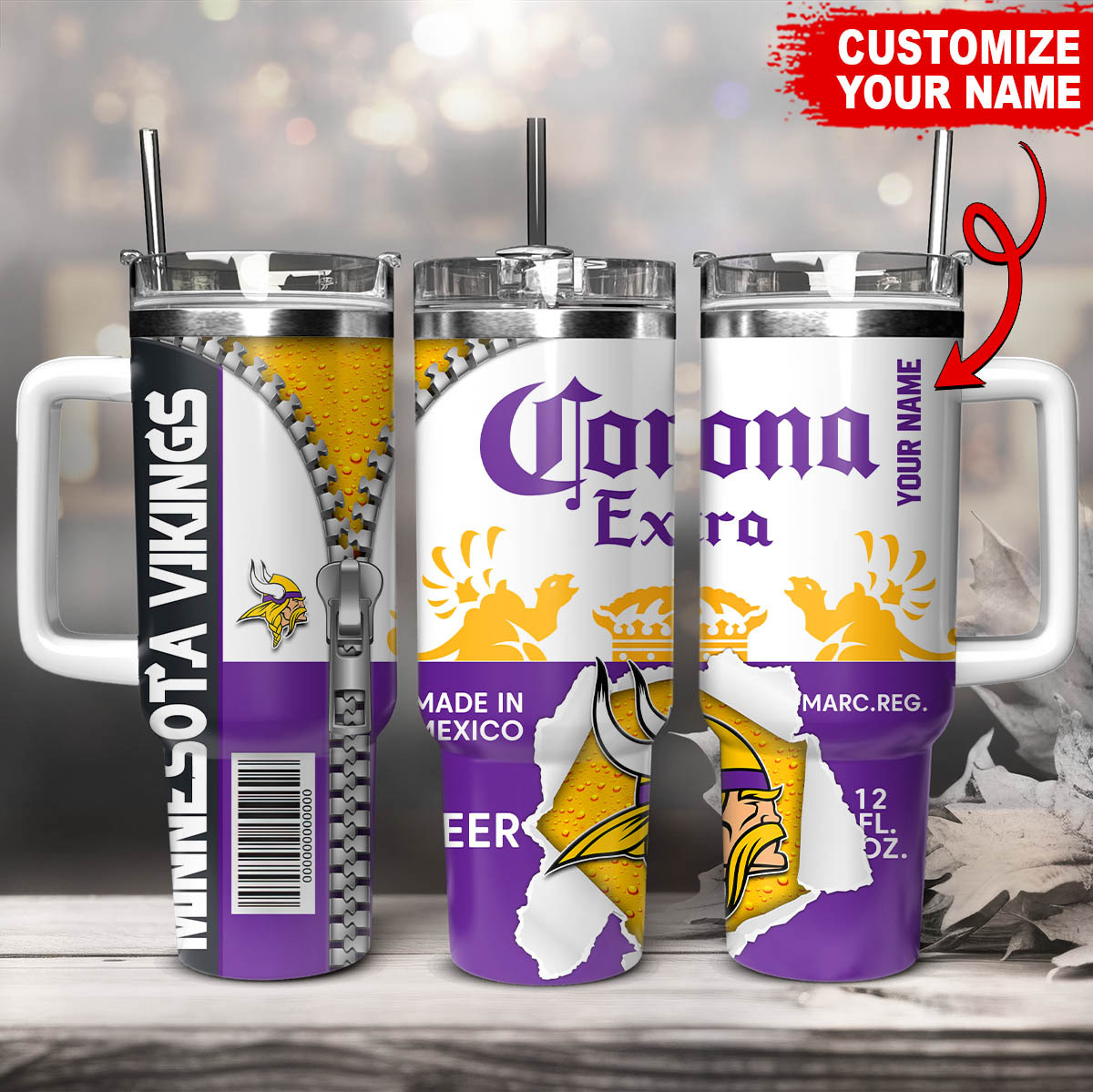 Minnesota Vikings NFL Corona Extra Custom Stanley Cup 40 oz 30 oz Tumbler With HandleTVC230169