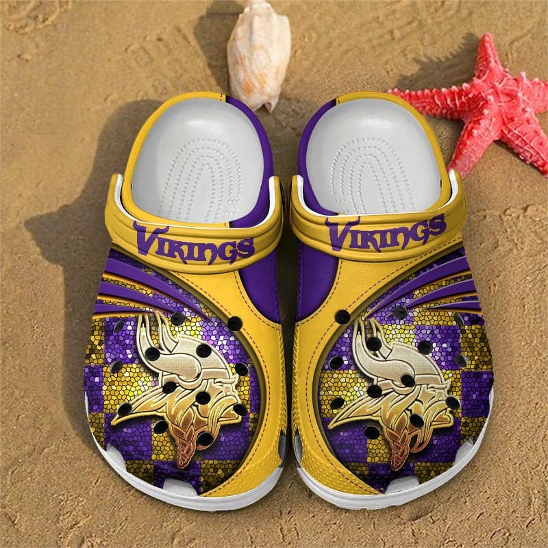 Minnesota Vikings NFL Crocs Crocband Clogs Shoes Comfortable For Men Women and Kids