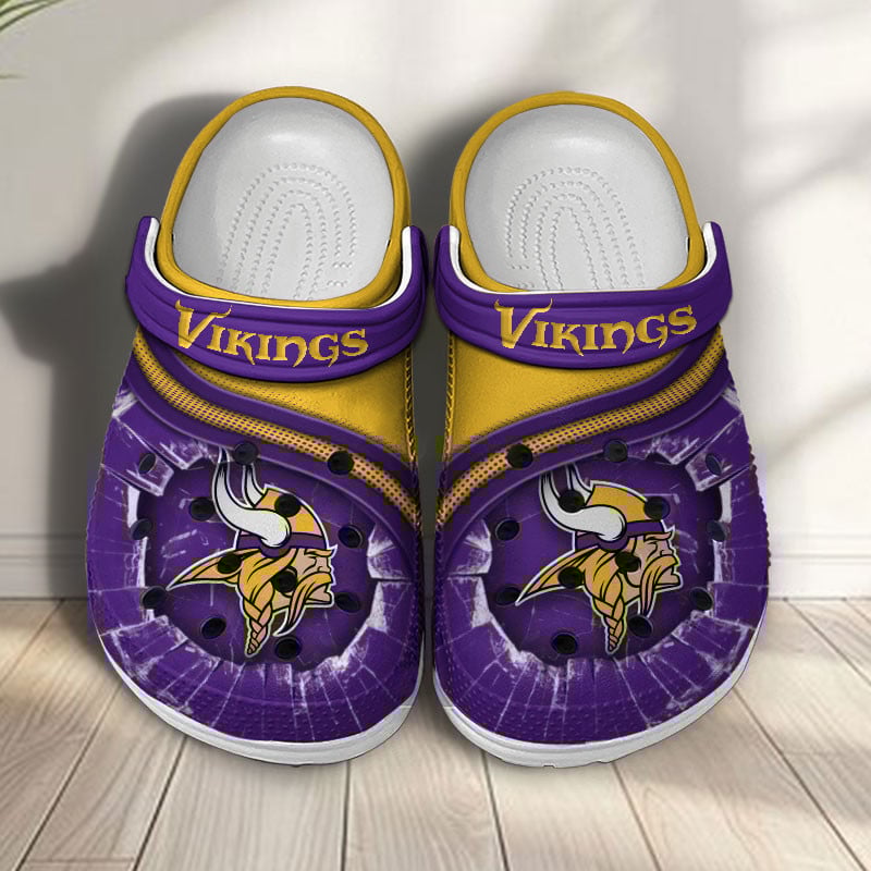 Minnesota Vikings NFL Crocs Crocband Clogs Shoes Comfortable For Men Women and Kids