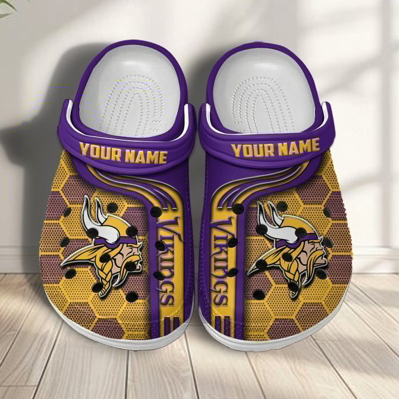 Minnesota Vikings NFL Crocs Crocband Clogs Shoes Comfortable For Men Women and Kids