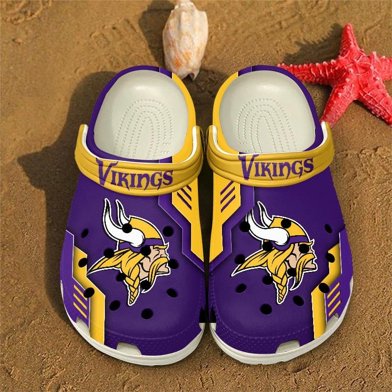 Minnesota Vikings NFL Crocs Crocband Clogs Shoes Comfortable For Men Women and Kids