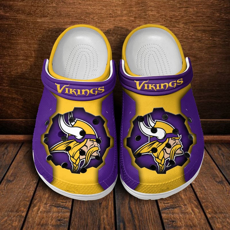 Minnesota Vikings NFL Crocs Crocband Clogs Shoes Comfortable For Men Women and Kids