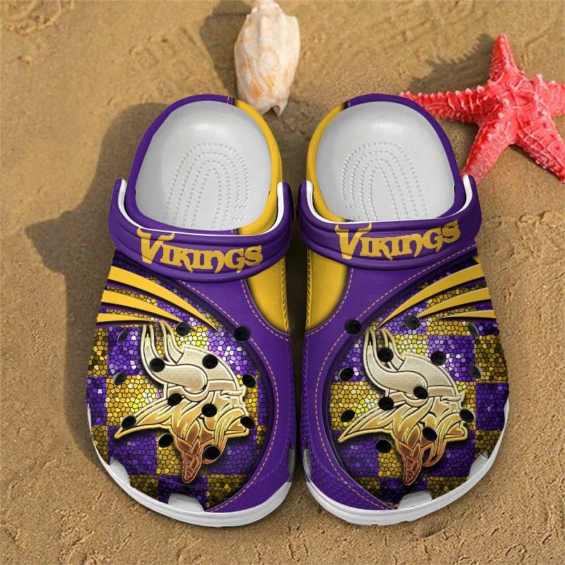 Minnesota Vikings NFL Crocs Crocband Clogs Shoes Comfortable For Men Women and Kids