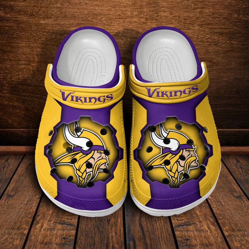 Minnesota Vikings NFL Crocs Crocband Clogs Shoes Comfortable For Men Women and Kids