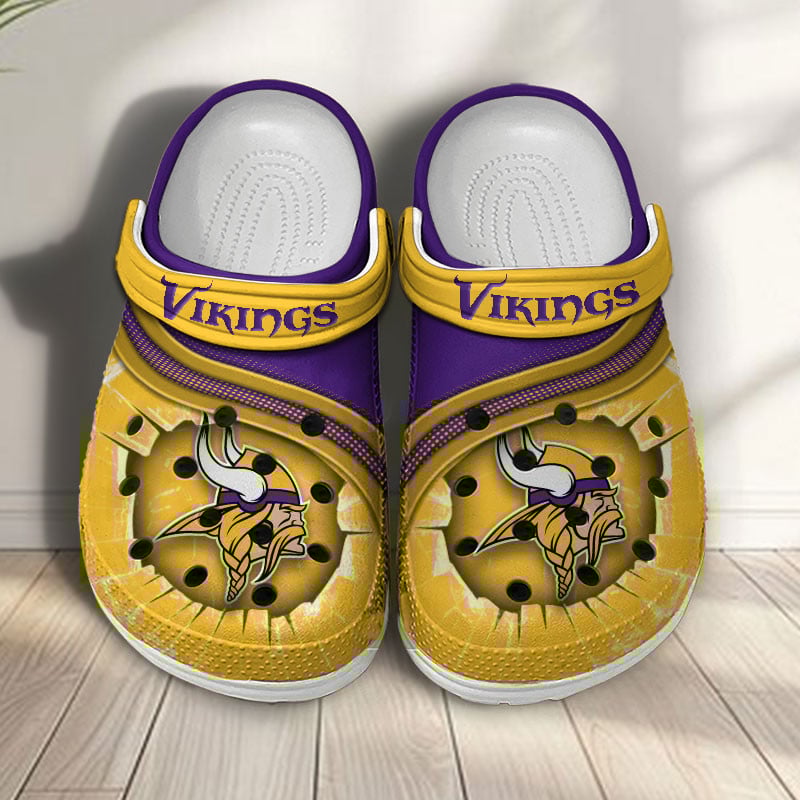 Minnesota Vikings NFL Crocs Crocband Clogs Shoes Comfortable For Men Women and Kids