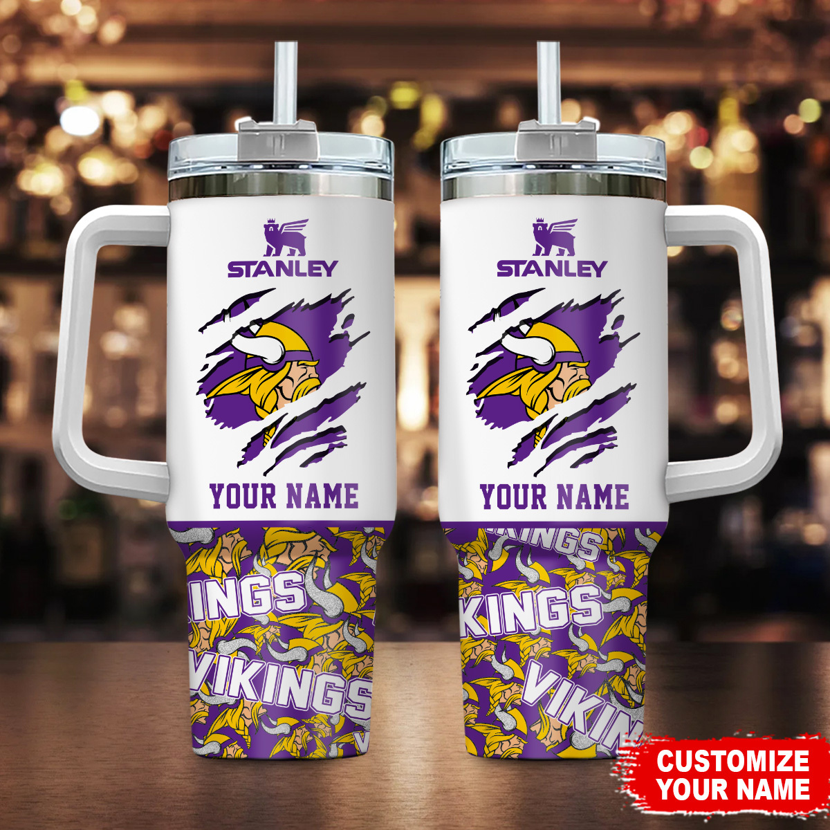 Minnesota Vikings NFL Custom Stanley Cup 40 oz 30 oz Tumbler With HandleTVC230133