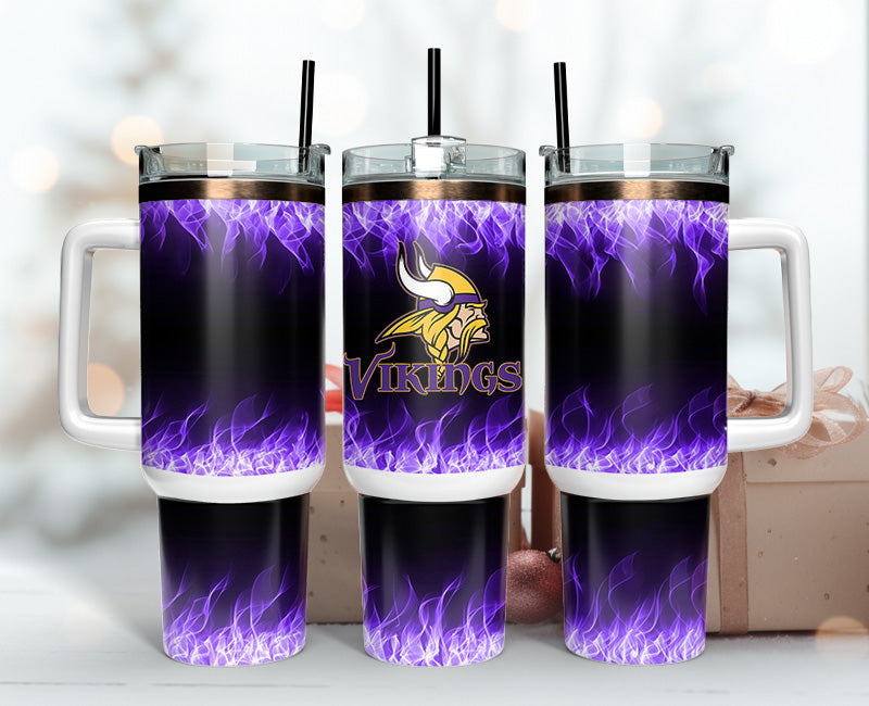 Minnesota Vikings NFL Fire Effect Custom Stanley Cup 40 oz 30 oz Tumbler With HandleTVC2301140