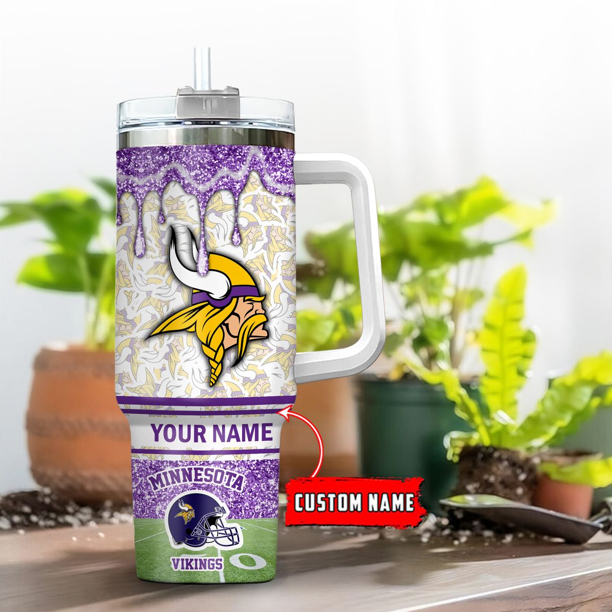 Minnesota Vikings NFL Glitter Custom Stanley Cup 40 oz 30 oz Tumbler With HandleTVC230196