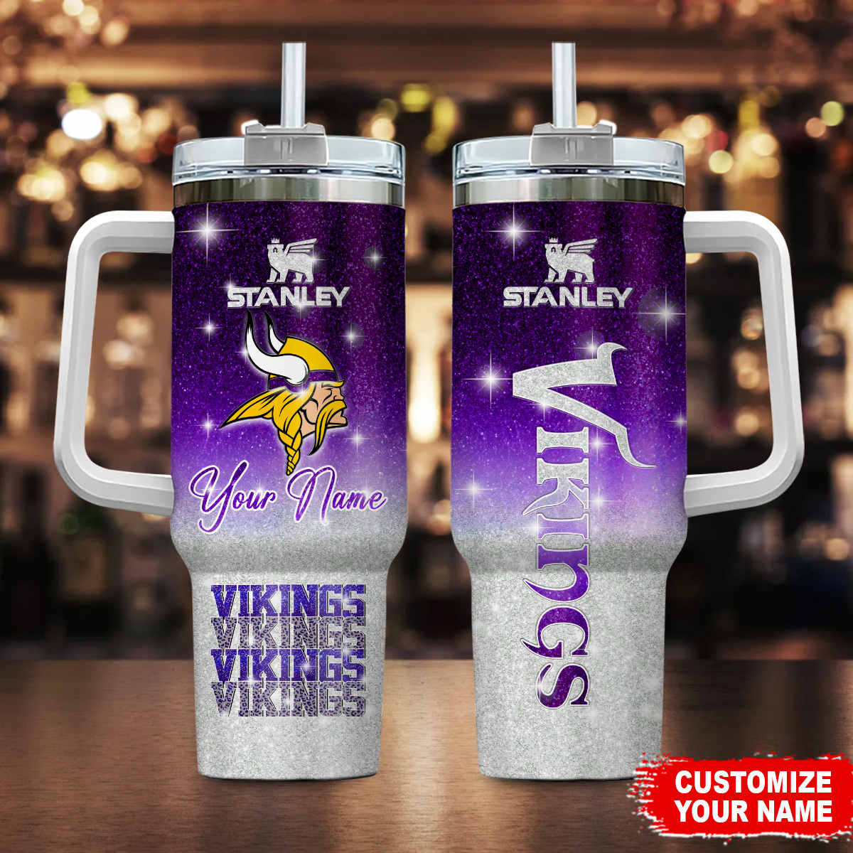 Minnesota Vikings NFL Glitter Custom Stanley Cup 40 oz 30 oz Tumbler With HandleTVC230198