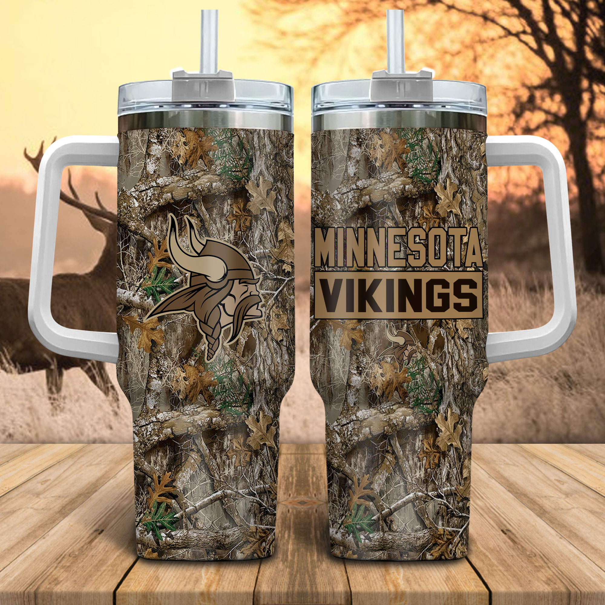 Minnesota Vikings NFL Hunting Realtree Custom Stanley Cup 40 oz 30 oz Tumbler With HandleTVC230146