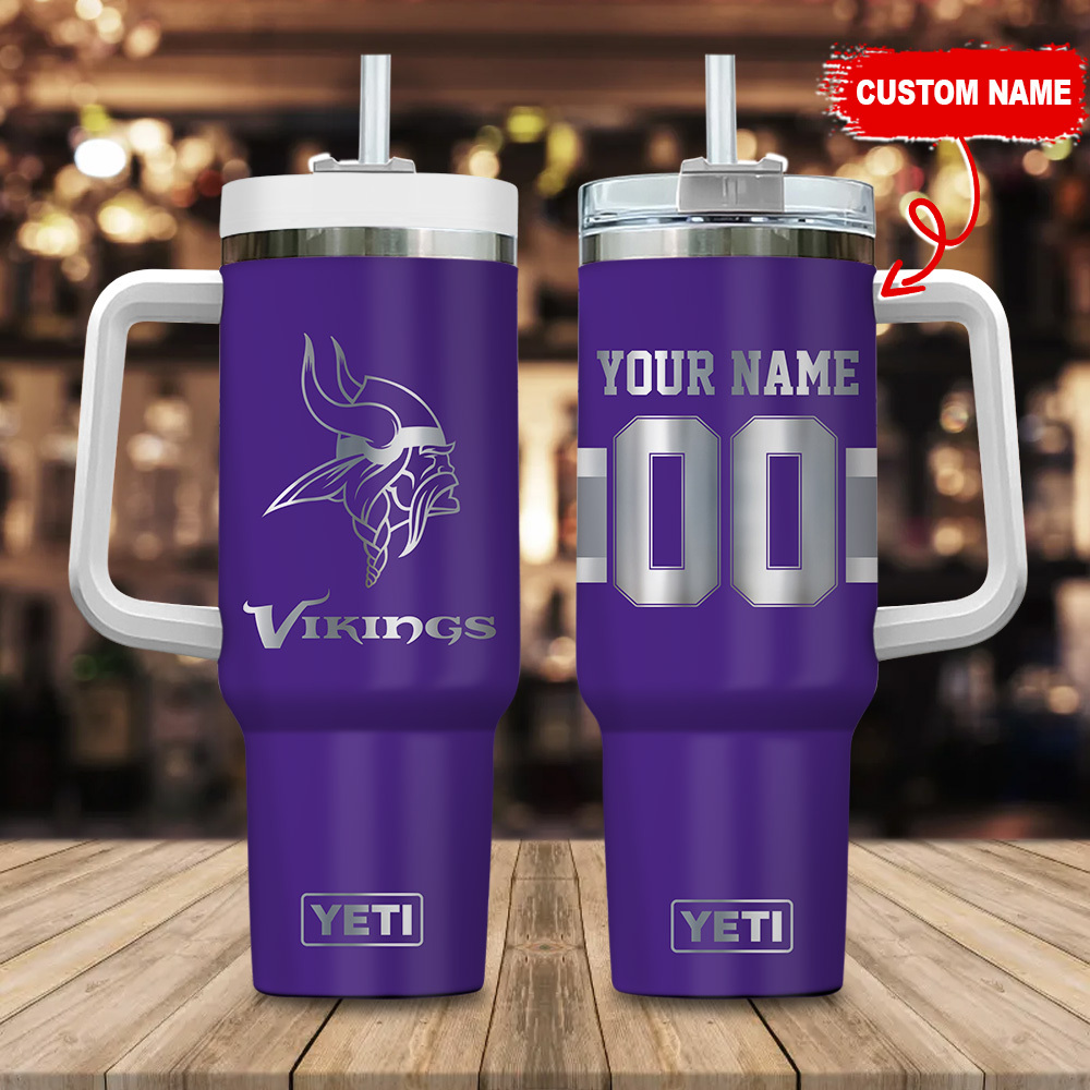 Minnesota Vikings NFL Laser Engraved Effect Custom Stanley Cup 40 oz 30 oz Tumbler With HandleTVC2301121
