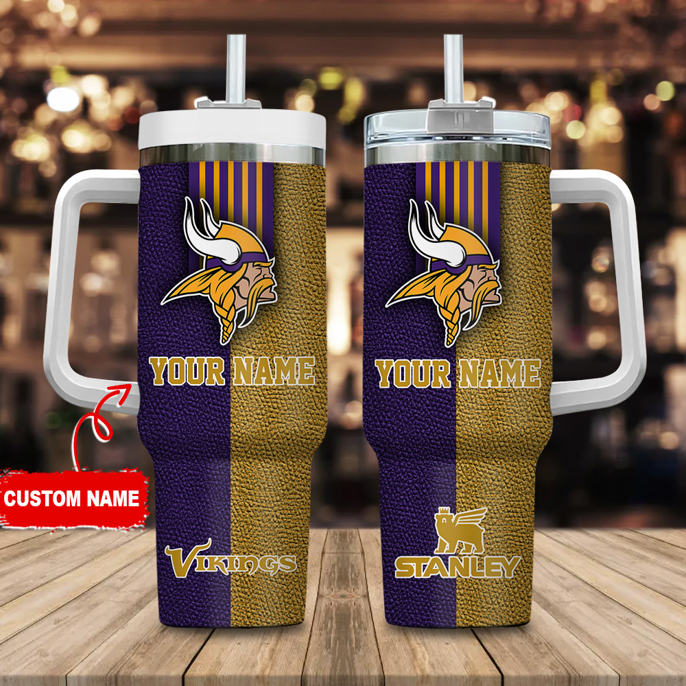 Minnesota Vikings NFL Leather Effect Custom Stanley Cup 40 oz 30 oz Tumbler With HandleTVC2301123
