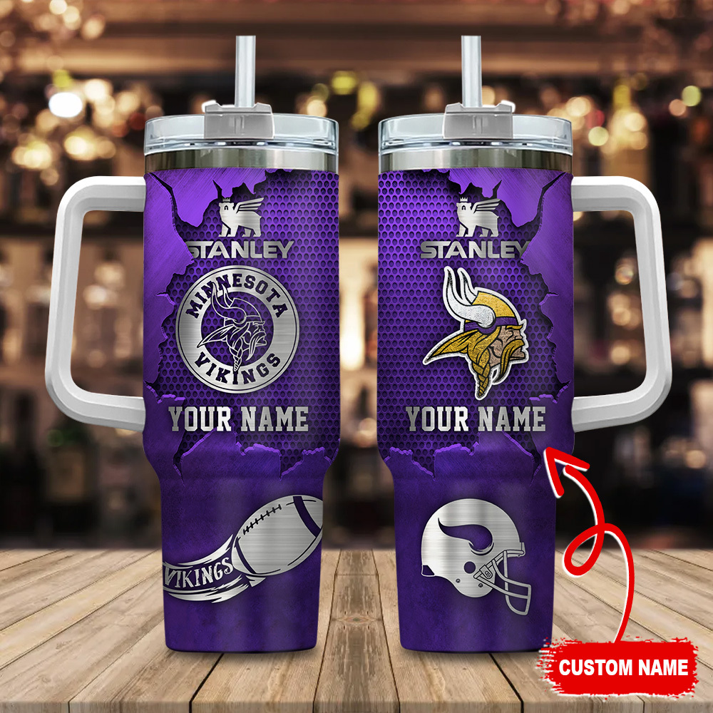 Minnesota Vikings NFL Metal Style Custom Stanley Cup 40 oz 30 oz Tumbler With HandleTVC230186