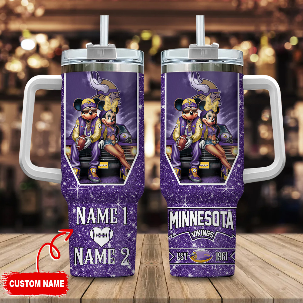 Minnesota Vikings NFL Mickey And Minnie Couple Custom Stanley Cup 40 oz 30 oz Tumbler With HandleTVC230188