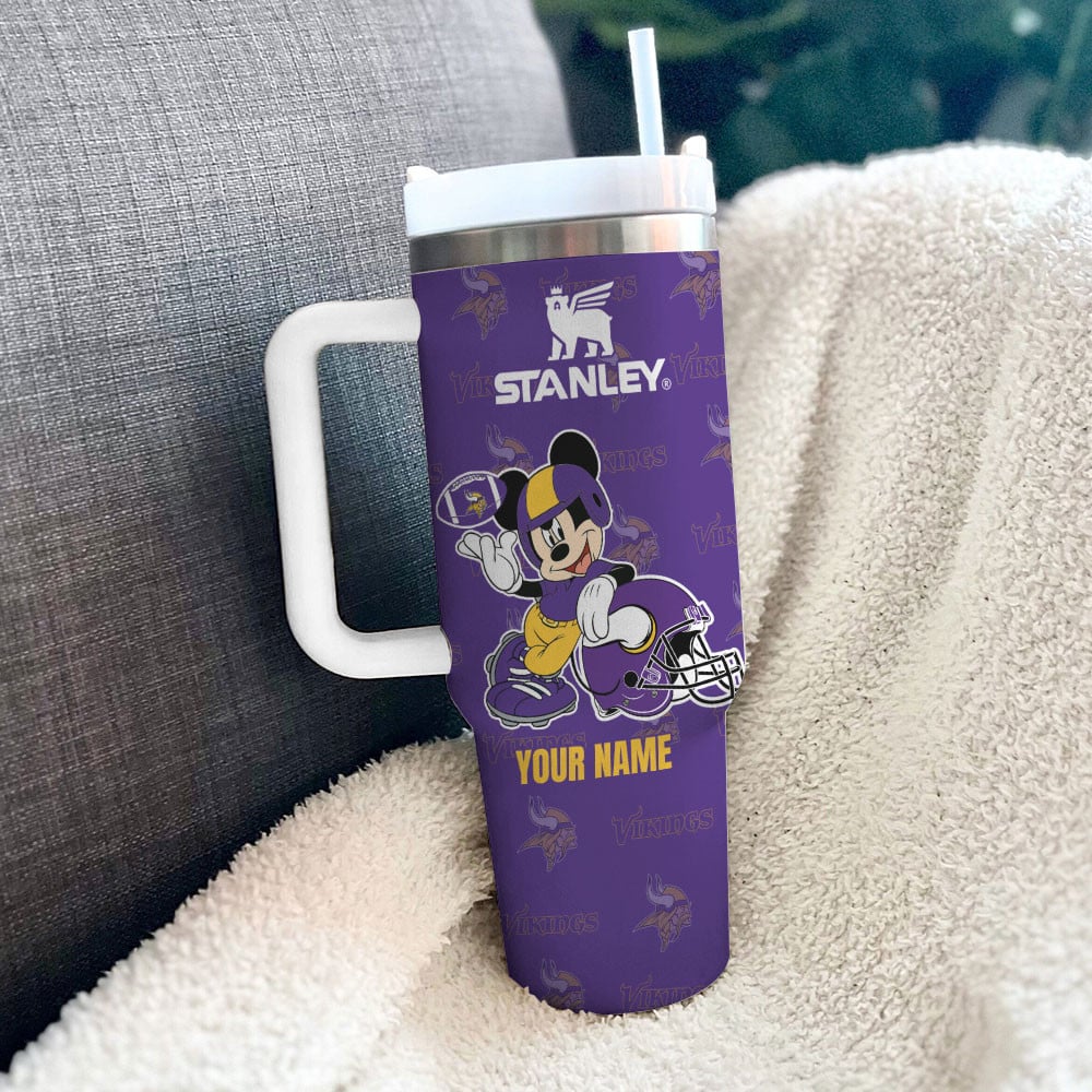 Minnesota Vikings NFL Mickey Mouse Custom Stanley Cup 40 oz 30 oz Tumbler With HandleTVC230139 - Image 2