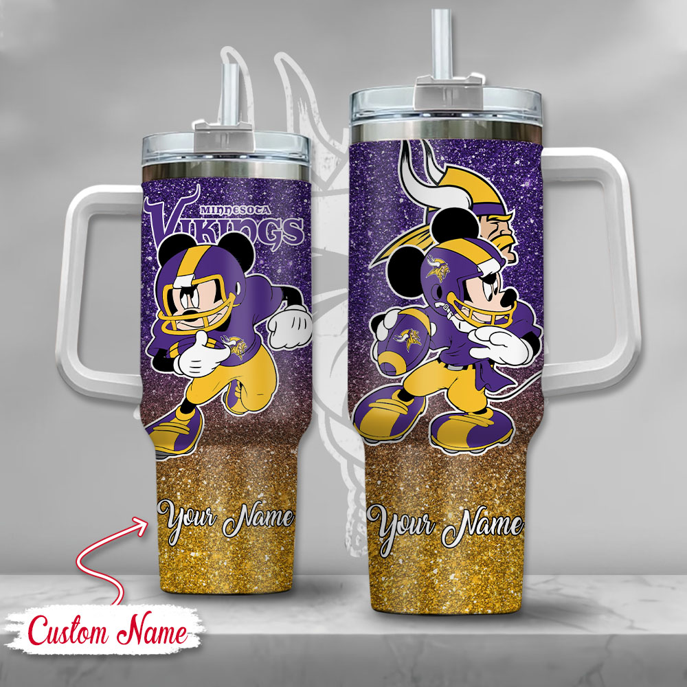 Minnesota Vikings NFL Mickey Mouse Glitter Custom Stanley Cup 40 oz 30 oz Tumbler With HandleTVC230192