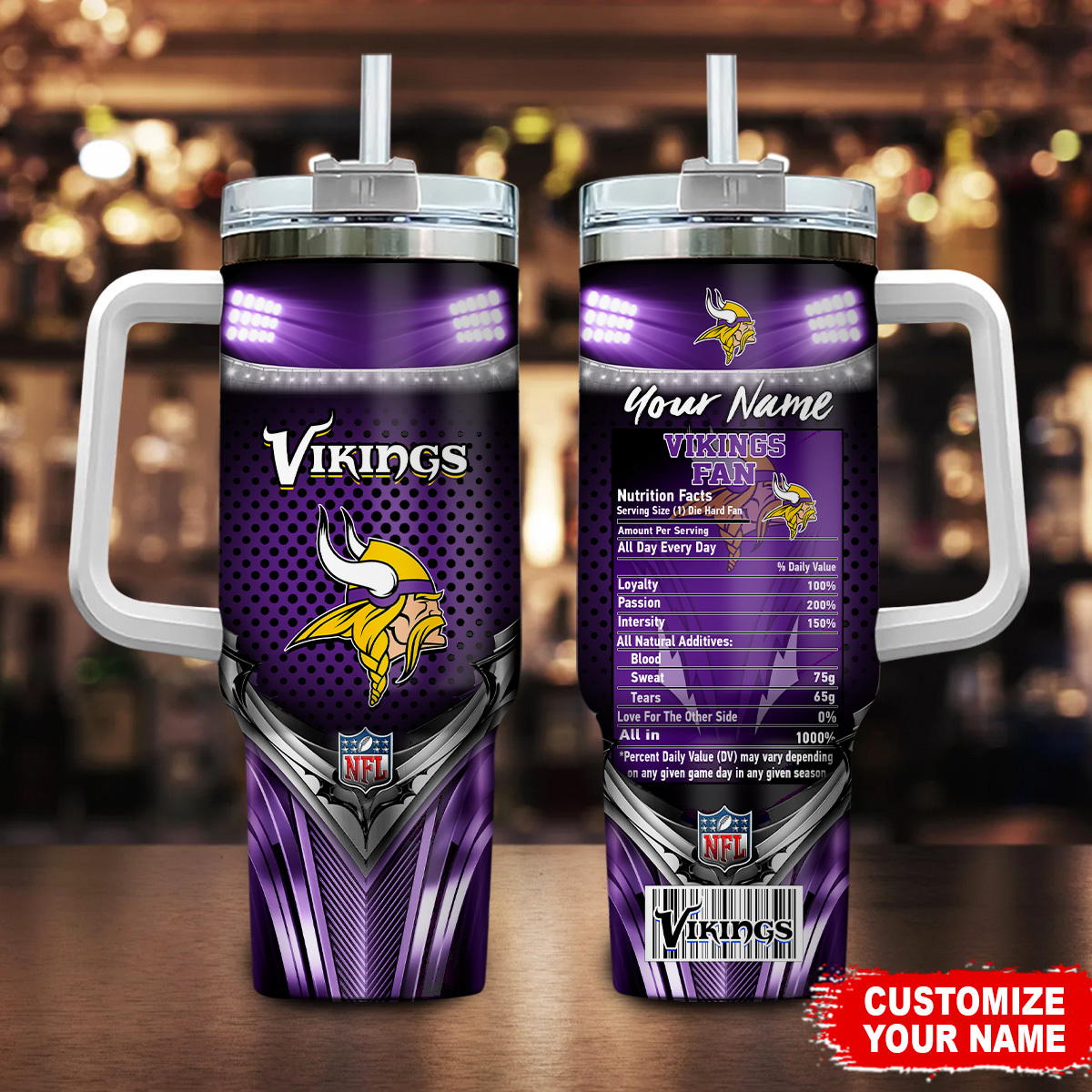 Minnesota Vikings NFL Nutrition Facts Custom Stanley Cup 40 oz 30 oz Tumbler With HandleTVC230194