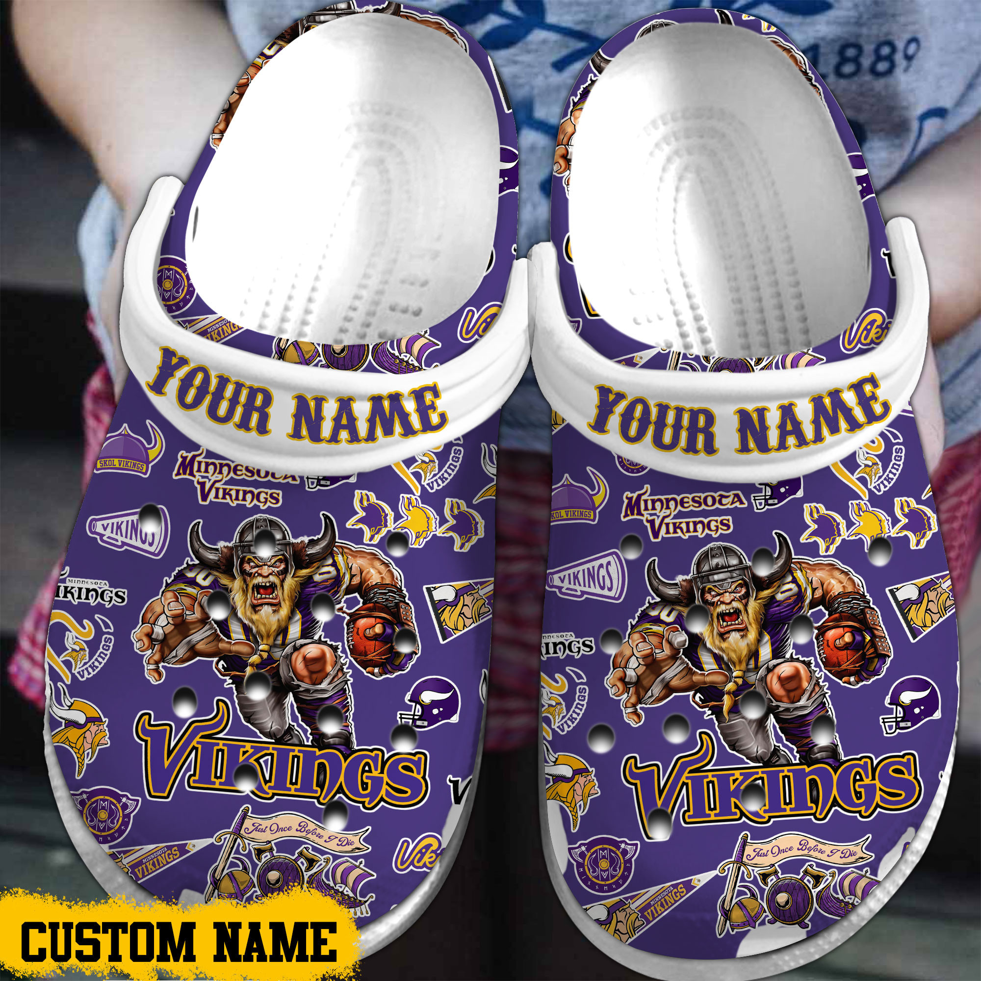 Minnesota Vikings NFL Sport Crocs Crocband Clogs Shoes Comfortable For Men Women and Kids
