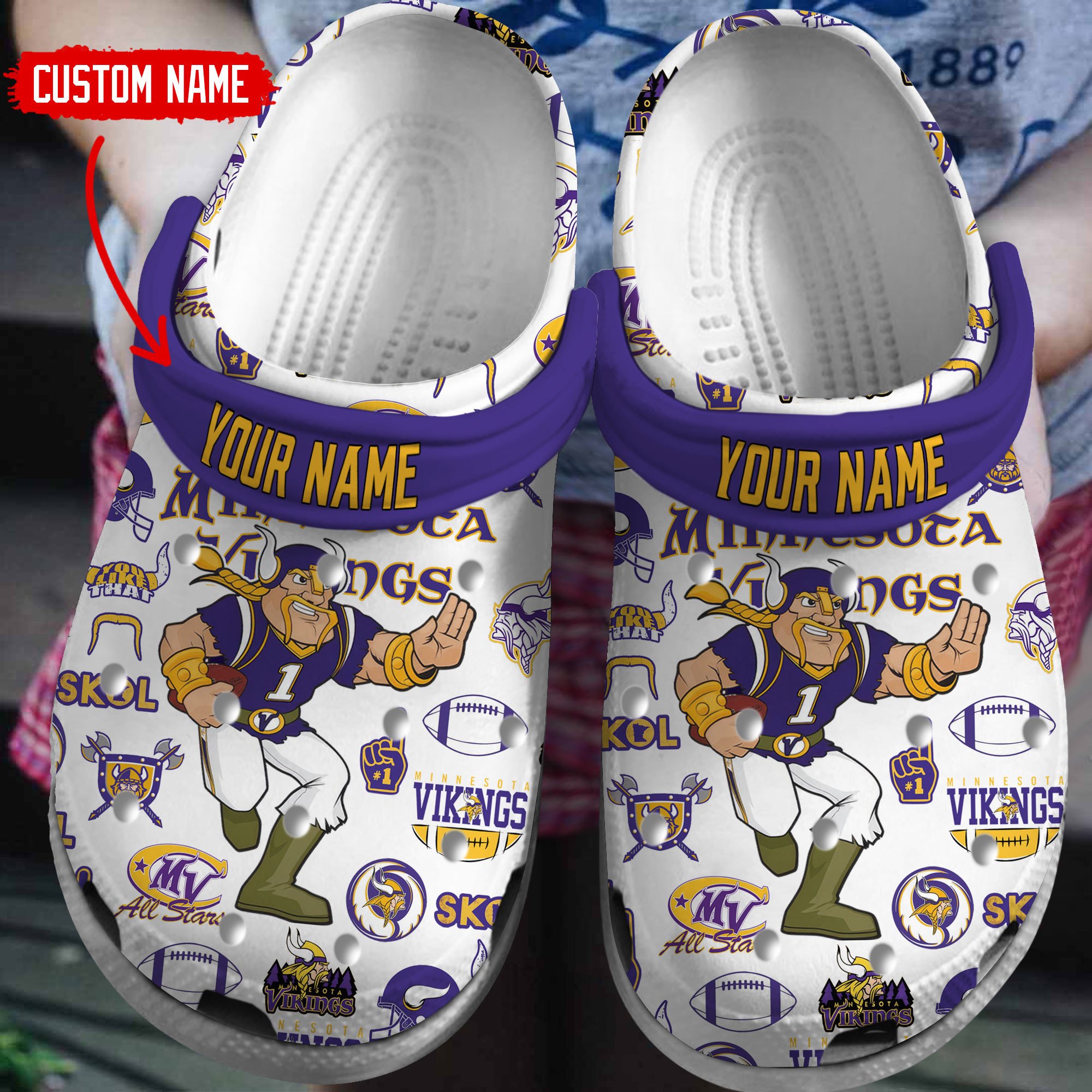 Minnesota Vikings NFL Sport Crocs Crocband Clogs Shoes Comfortable For Men Women and Kids
