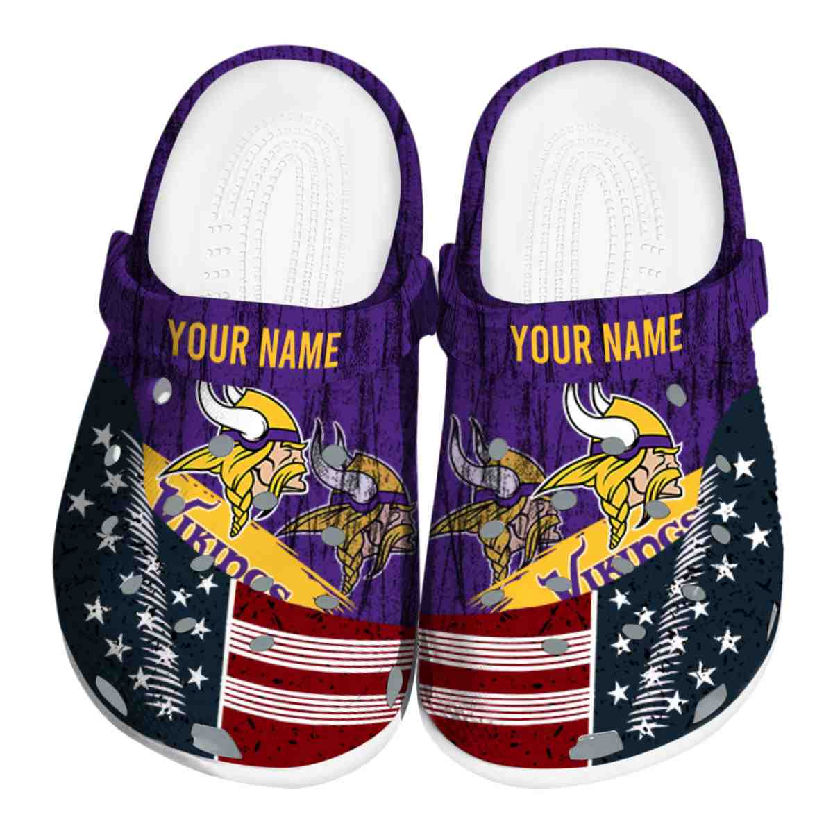 Minnesota Vikings NFL Sport Crocs Crocband Clogs Shoes Comfortable For Men Women and Kids