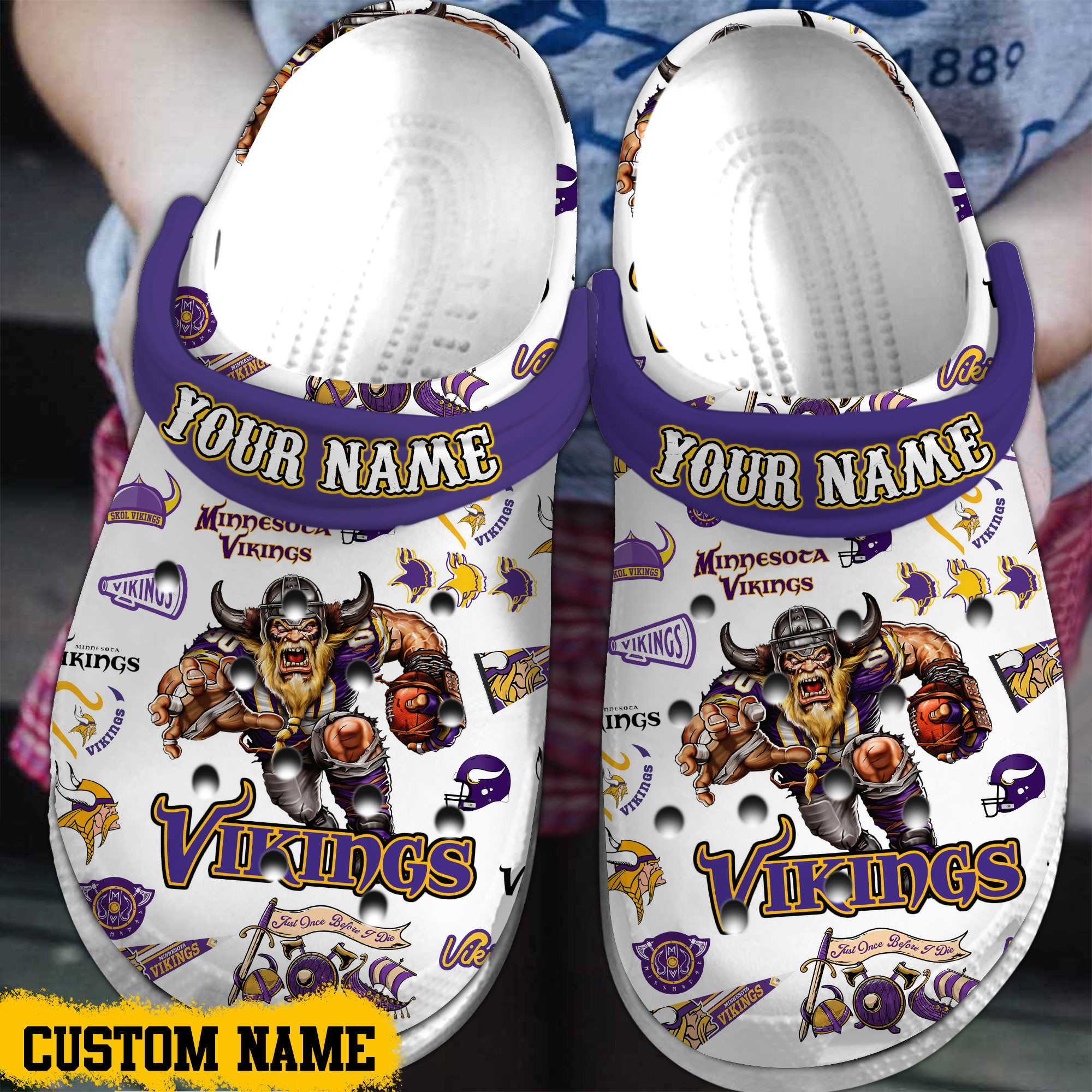 Minnesota Vikings NFL Sport Crocs Crocband Clogs Shoes Comfortable For Men Women and Kids
