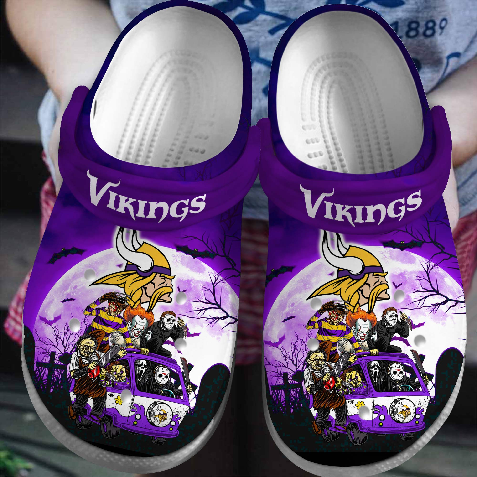Minnesota Vikings NFL Sport Crocs Crocband Clogs Shoes Comfortable For Men Women and Kids