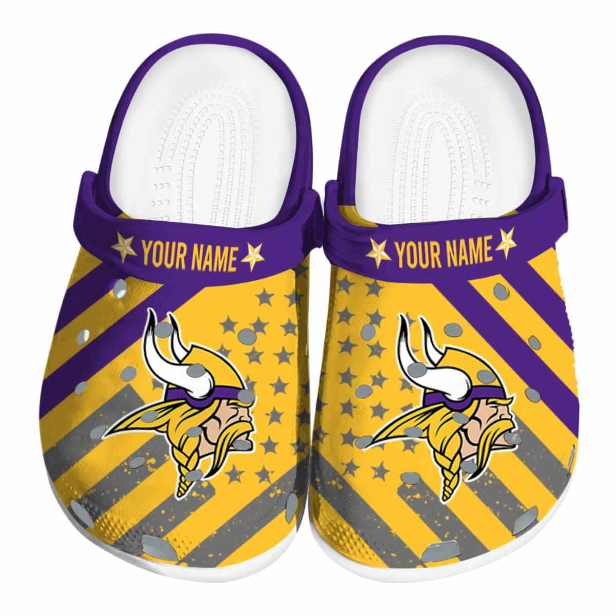 Minnesota Vikings NFL Sport Crocs Crocband Clogs Shoes Comfortable For Men Women and Kids