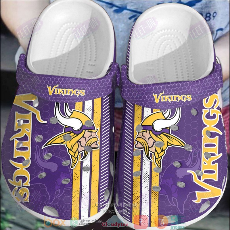 Minnesota Vikings NFL Sport Crocs Crocband Clogs Shoes Comfortable For Men Women and Kids