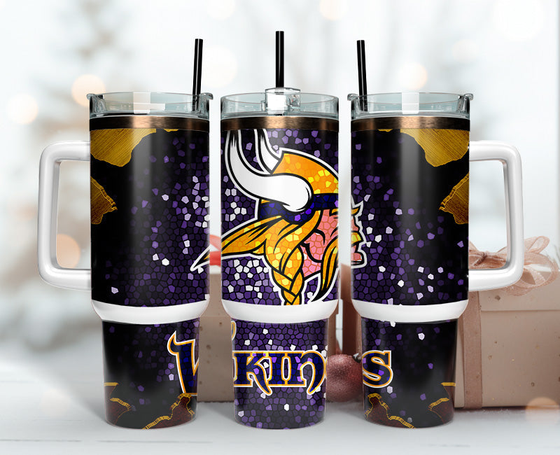 Minnesota Vikings NFL Stained Glass Effect Custom Stanley Cup 40 oz 30 oz Tumbler With HandleTVC2301141