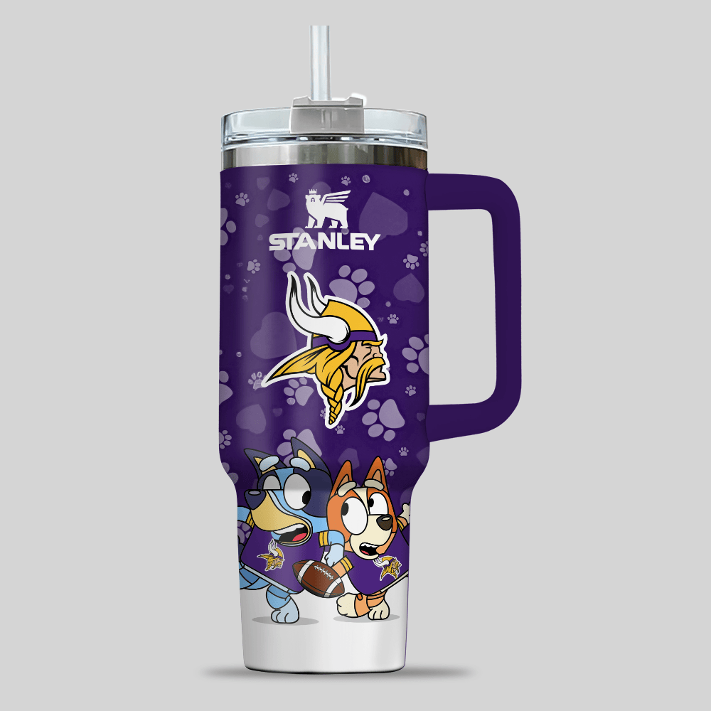 Minnesota Vikings NFL x Bluey Custom Stanley Cup 40 oz 30 oz Tumbler With HandleTVC2301123 - Image 3