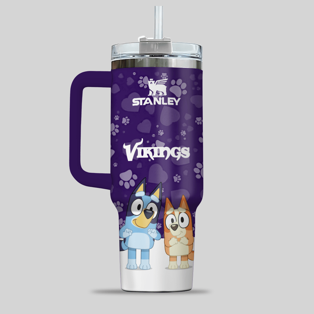 Minnesota Vikings NFL x Bluey Custom Stanley Cup 40 oz 30 oz Tumbler With HandleTVC2301123 - Image 2