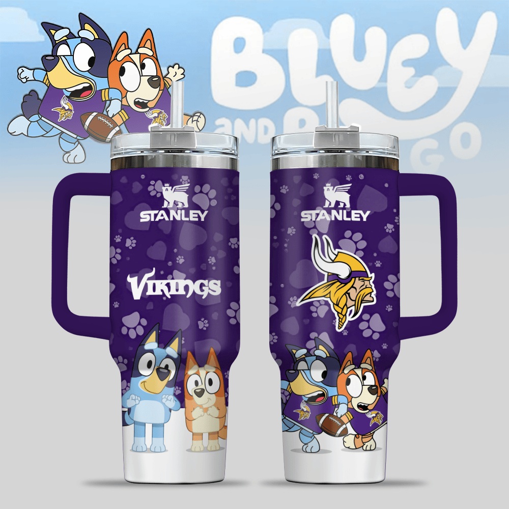 Minnesota Vikings NFL x Bluey Custom Stanley Cup 40 oz 30 oz Tumbler With HandleTVC2301123