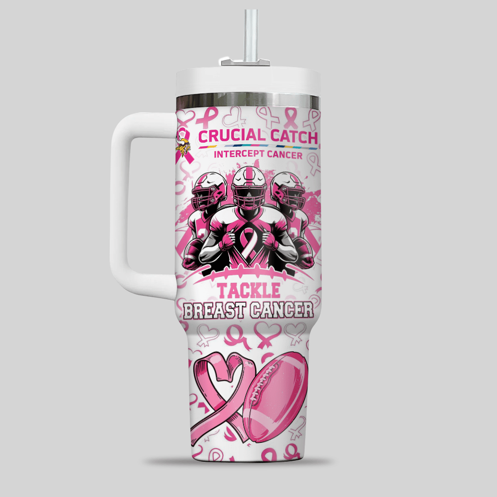 Minnesota Vikings NFL x Breast Cancer Awareness Custom Stanley Cup 40 oz 30 oz Tumbler With HandleTVC2301124 - Image 2
